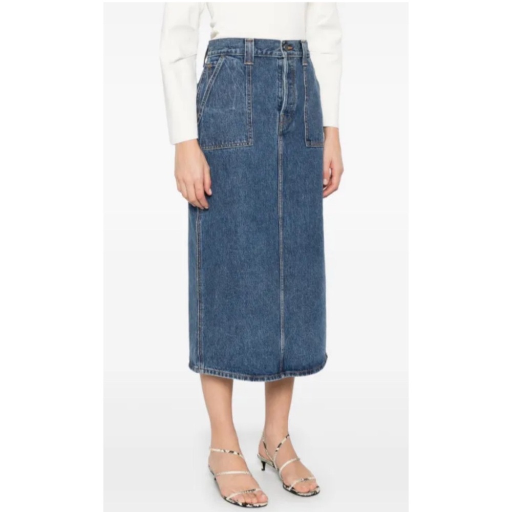 Khaite Genevieve Denim Midi Skirt - Picture 2 of 10